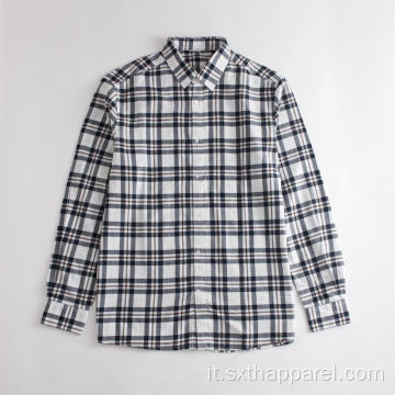 Camicia formale da uomo a quadri a maniche lunghe in cotone scozzese